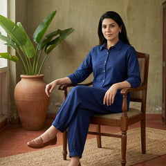Navy Blue Solid Tunic with Salwar