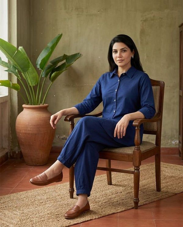 Navy Blue Solid Tunic with Salwar