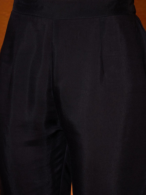 Black Embroidered Kaftan Kurta With Trouser
