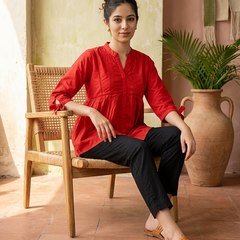 Ethnic Motifs Yoke Design Pure Cotton Short Kurti
