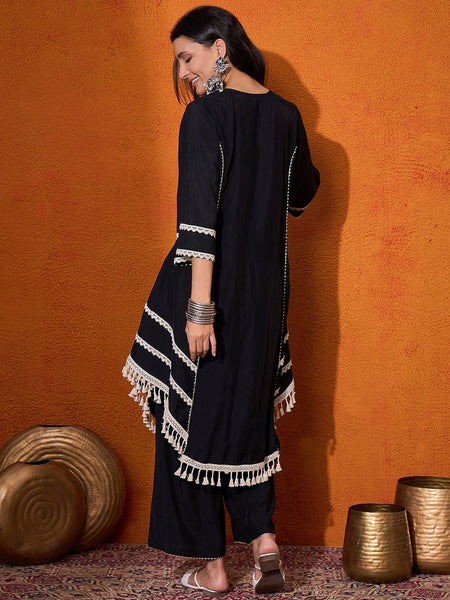 Floral Embroidered Regular A-Line Kurta with Palazzo