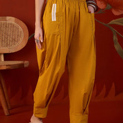 Women’s Solid Pleated Harem Cotton Trouser