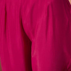 Red And White Mirror Work Round Neck Tunic With Trousers