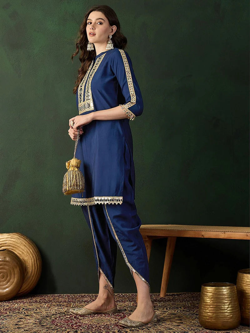 Embellished Mirror Work Tunic With Dhoti Pant Co-Ords
