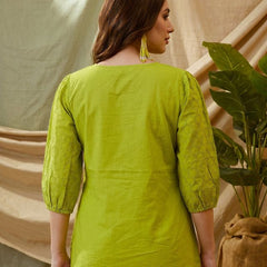 Ethnic Motifs Yoke Design Pure Cotton Short Kurti