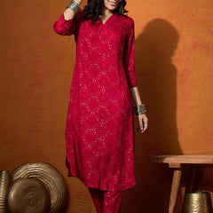 Women Printed Straight Kurta With Trouser