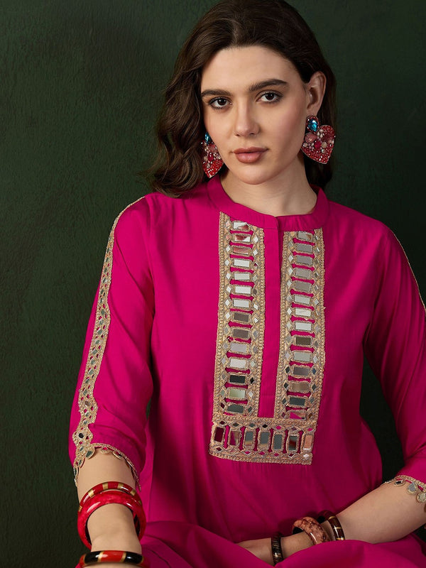 Embellished Mirror Work Tunic With Dhoti Pant Co-Ords