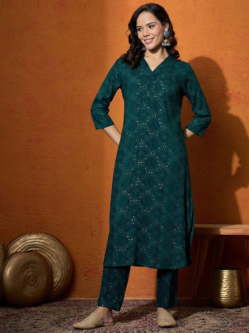 Women Printed Straight Kurta With Trouser