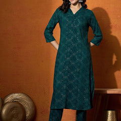 Women Printed Straight Kurta With Trouser