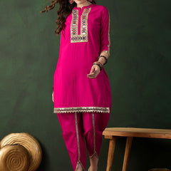 Embellished Mirror Work Tunic With Dhoti Pant Co-Ords