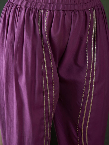 Floral Embroidered Notch Neck Straight Kurta With Trouser And Dupatta