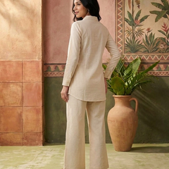 Floral Embroidered Tunic With & Trousers