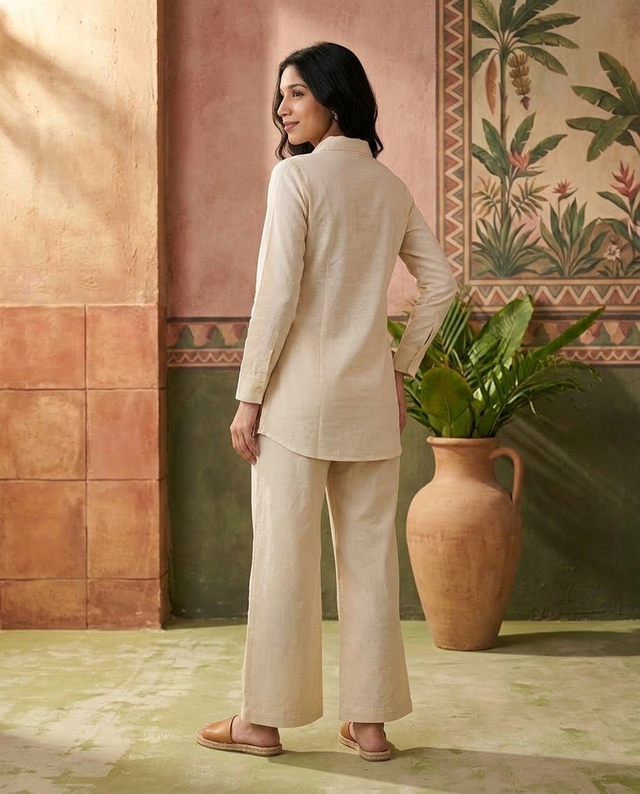 Floral Embroidered Tunic With & Trousers