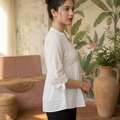 Ethnic Motifs Yoke Design Pure Cotton Short Kurti
