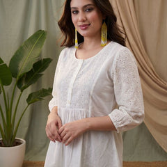 Ethnic Motifs Yoke Design Pure Cotton Short Kurti