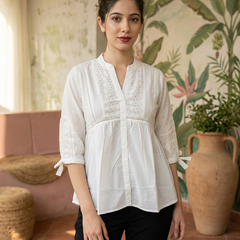 Ethnic Motifs Yoke Design Pure Cotton Short Kurti