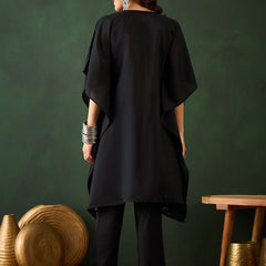 Geometric Embroidered & Mirror Work Kaftan Kurta With Trouser