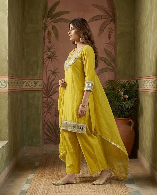 Pink Ethnic Motif Embroidered Kurta With Top & Trouser & Dupatta
