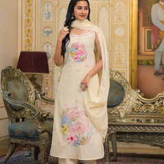 Pure Cotton Embroidered Shoulder Strap Kurta With Pant & Dupatta Kurta Set