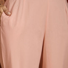 Peach Floral Embroidered Shoulder Straps Kurta With Trouser & Dupatta Kurta Set