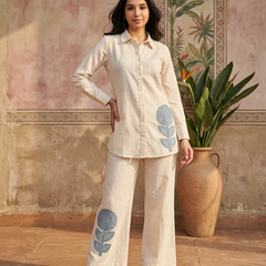 Floral Embroidered Tunic With & Trousers