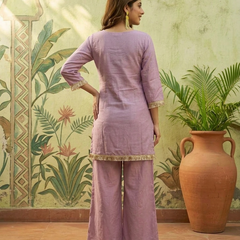 Floral Embroidered & Mirror Work Tunic With & Trouser