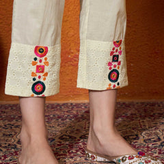 Abstract Embroidered Pure Cotton Top With Trouser Co-Ords