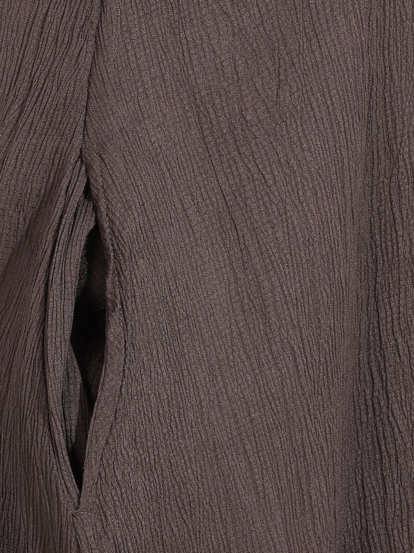 Brown Off-Shoulder A-Line Midi Dress