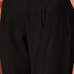 Black And White Mirror Work Round Neck Tunic With Trousers