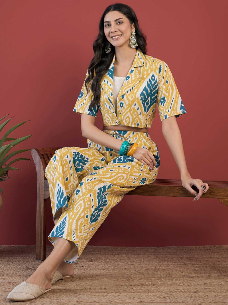 Ethnic Motifs Printed Top Jacket With Trousers