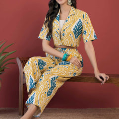 Ethnic Motifs Printed Top Jacket With Trousers