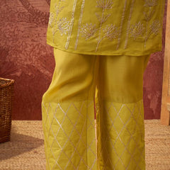 Parrot Green Gota Work  Shoulder Straps Straight Kurta With Trouser Kurta Set