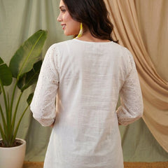 Ethnic Motifs Yoke Design Pure Cotton Short Kurti