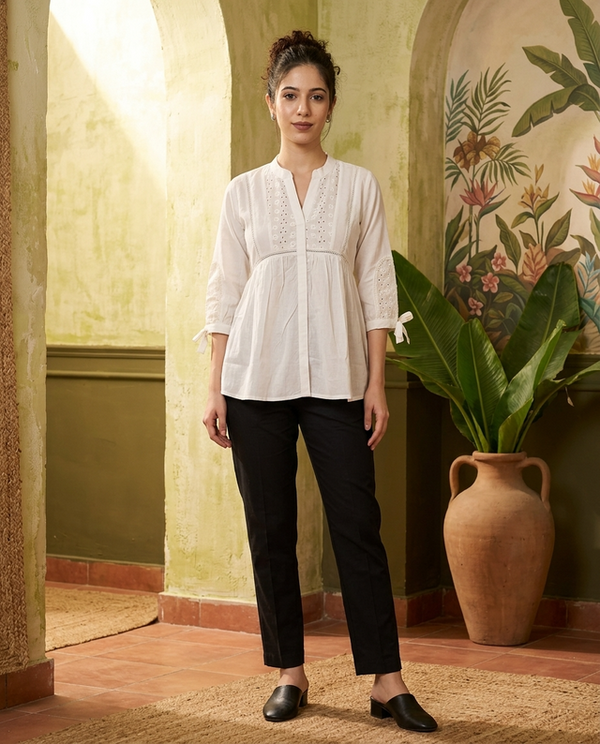 Ethnic Motifs Yoke Design Pure Cotton Short Kurti