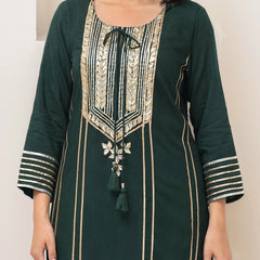 Ethnic Motifs Embroidered Gotta Patti Kurta with Trousers & DupattaKurta Set