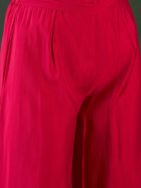 Embroidered Kurta, Palazzo With Bag Kurta Set