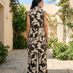 Printed Pure Cotton Shrug Crop Top & Palazzos Co-Ords