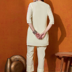Abstract Embroidered Pure Cotton Top With Trouser Co-Ords