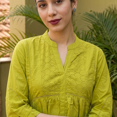 Ethnic Motifs Yoke Design Pure Cotton Short Kurti