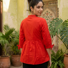 Ethnic Motifs Yoke Design Pure Cotton Short Kurti